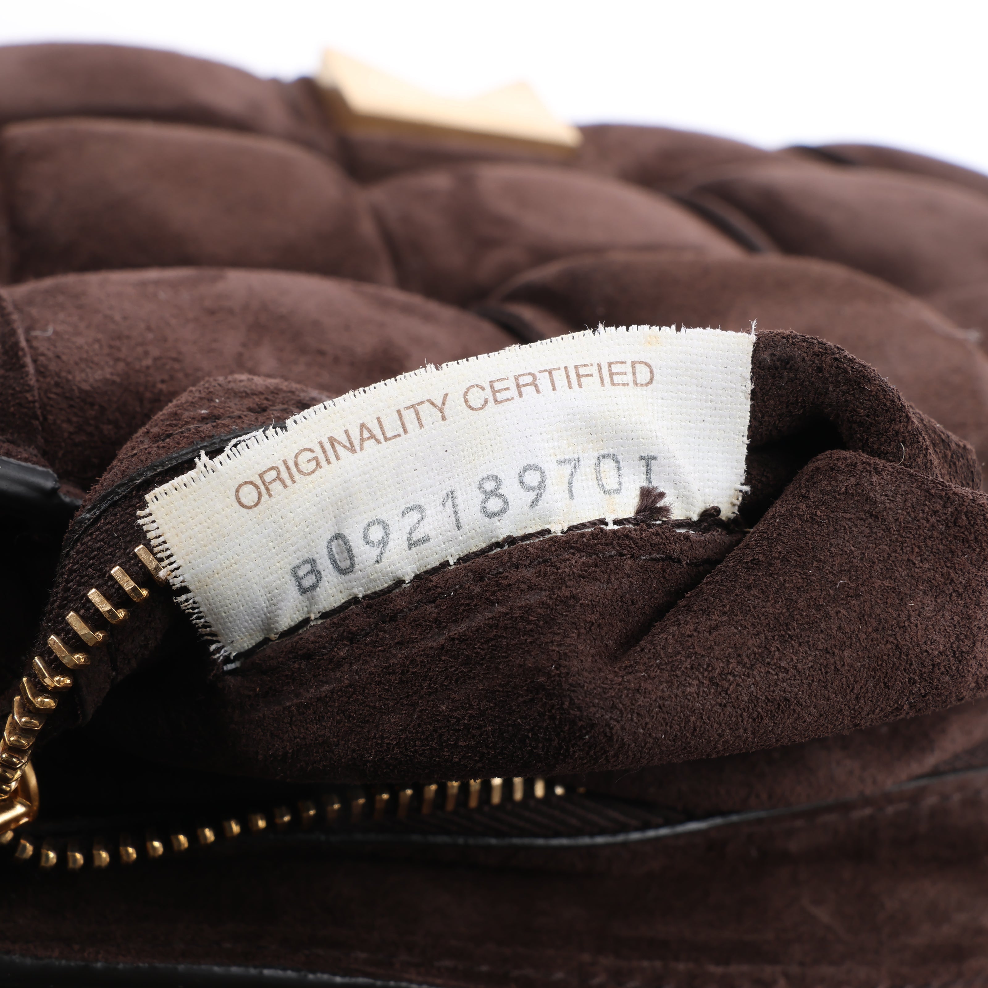 Bottega Veneta Padded Chain Cassette Maxi Intrecciato Suede Shoulder Bag in Brown