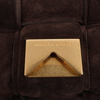 Bottega Veneta Padded Chain Cassette Maxi Intrecciato Suede Shoulder Bag in Brown