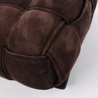 Bottega Veneta Padded Chain Cassette Maxi Intrecciato Suede Shoulder Bag in Brown