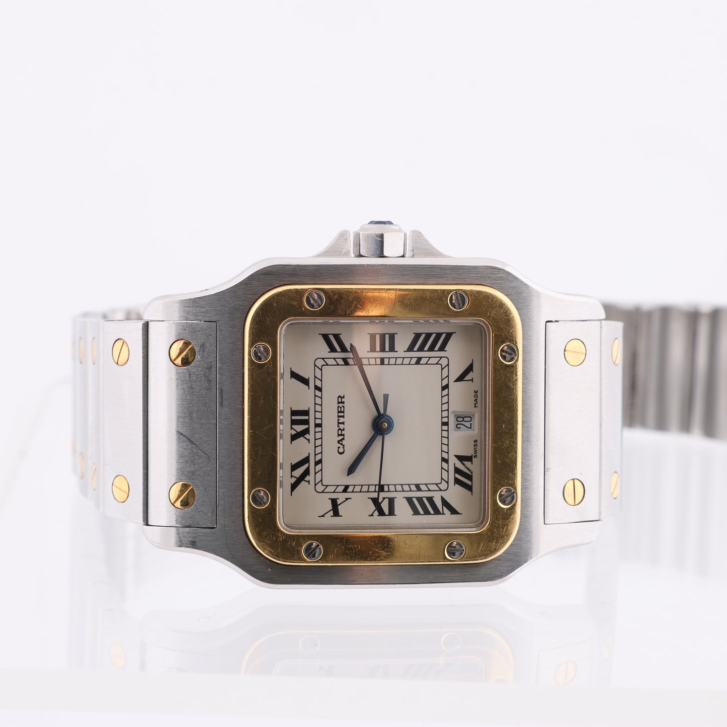 Cartier Santos Galbee W20011C4 1566BB084033 SS×YG QZ Uhr mit Elfenbein-Zifferblatt