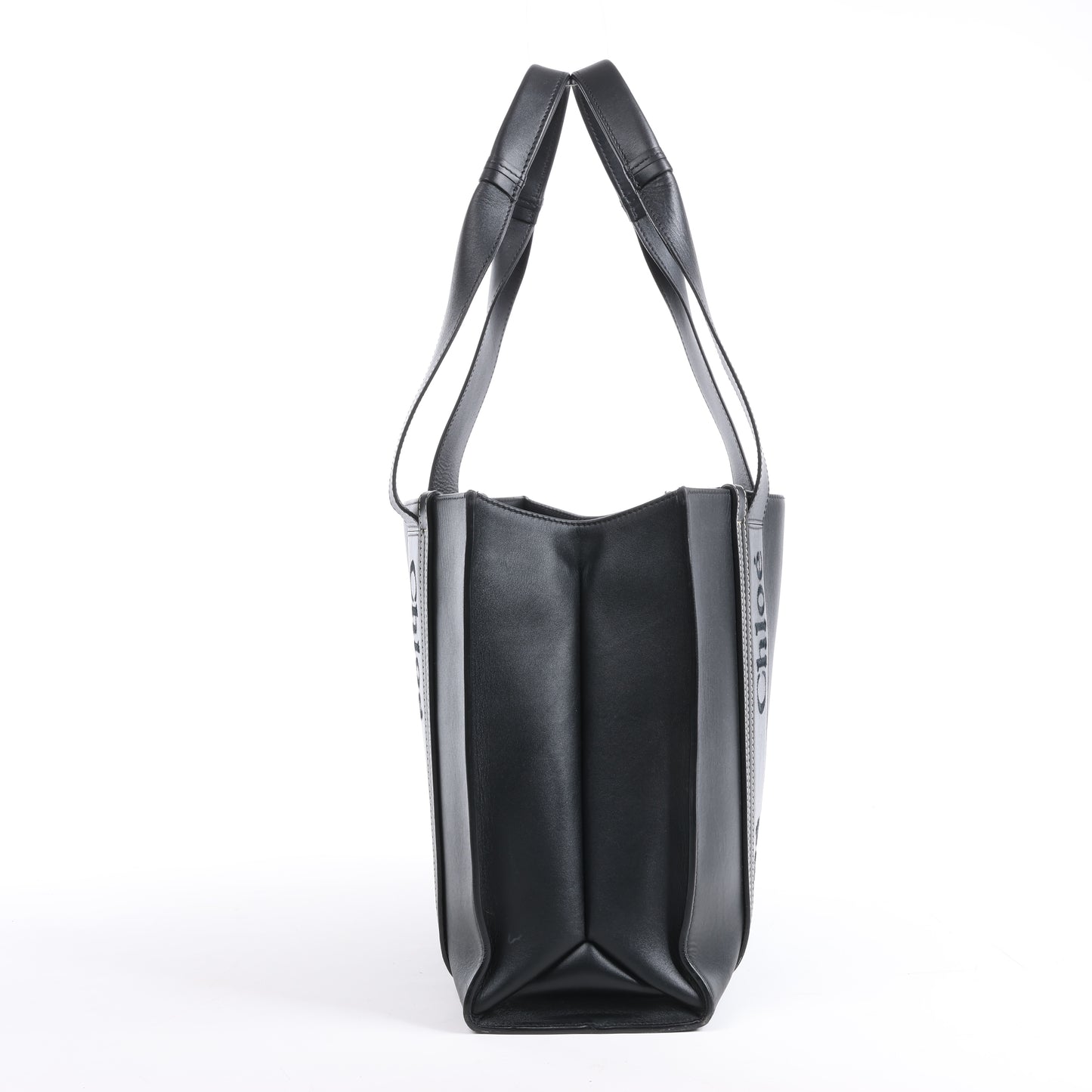 Chloe Woody Medium Leather Tote bag Black