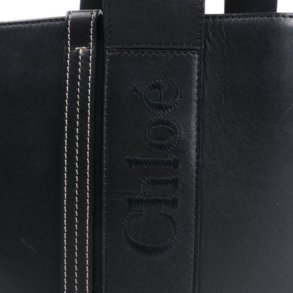 Chloe Woody Medium Leather Tote bag Black