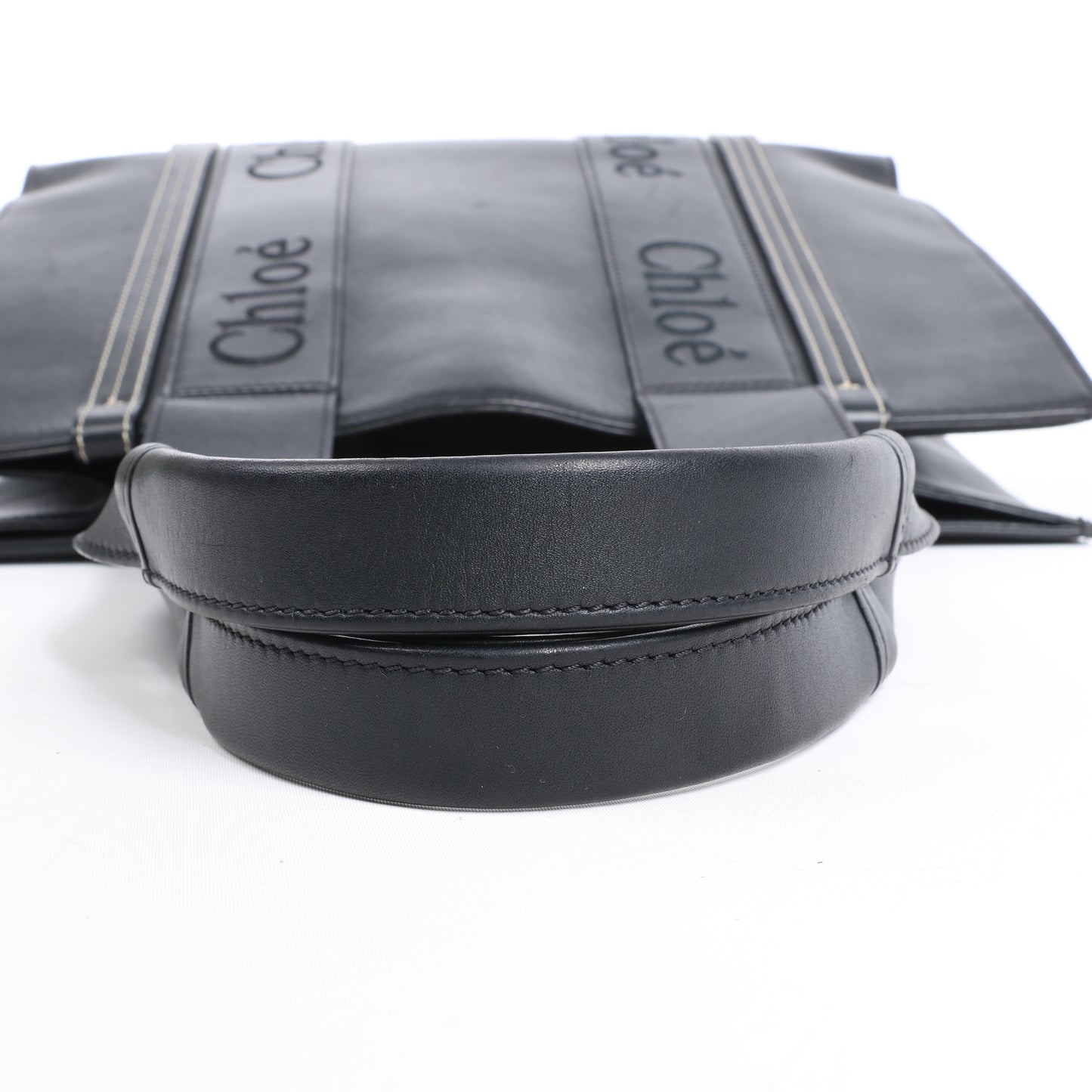 Chloe Woody Medium Leather Tote bag Black