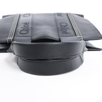 Chloe Woody Medium Leather Tote bag Black