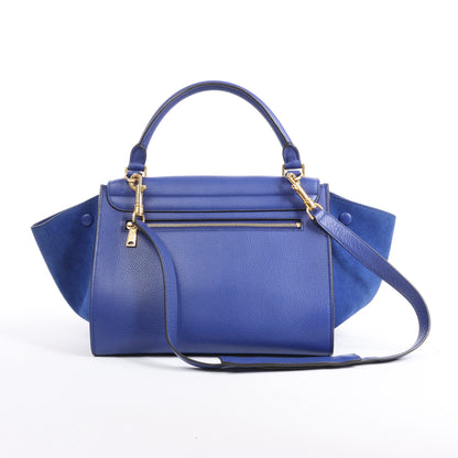 CELINE Trapeze Leather x Suede 2Way Handbag in Blue