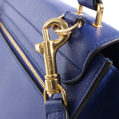 CELINE Trapeze Leather x Suede 2Way Handbag in Blue