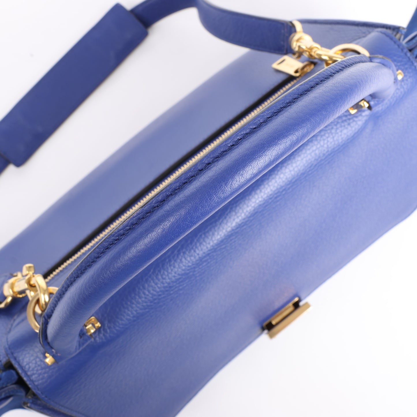 CELINE Trapeze Leather x Suede 2Way Handbag in Blue