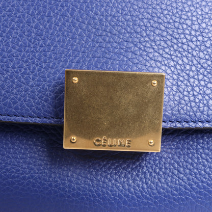 CELINE Trapeze Leather x Suede 2Way Handbag in Blue