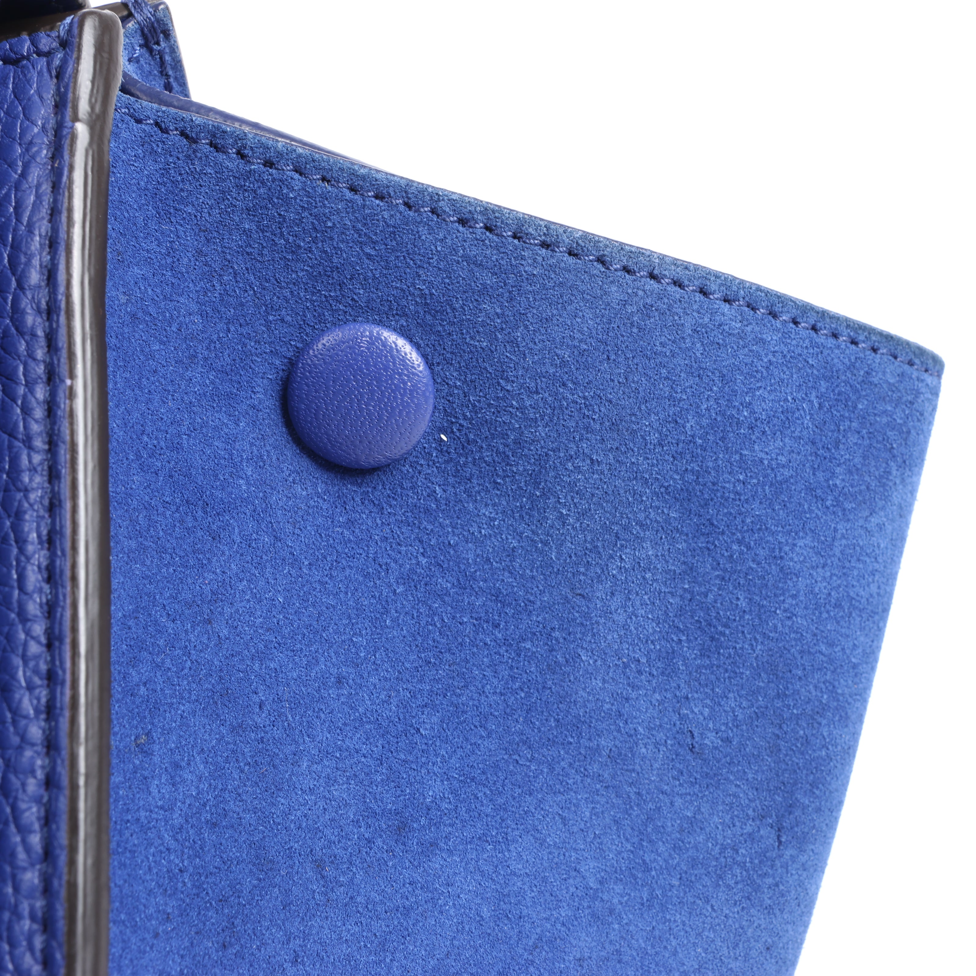 CELINE Trapeze Leather x Suede 2Way Handbag in Blue