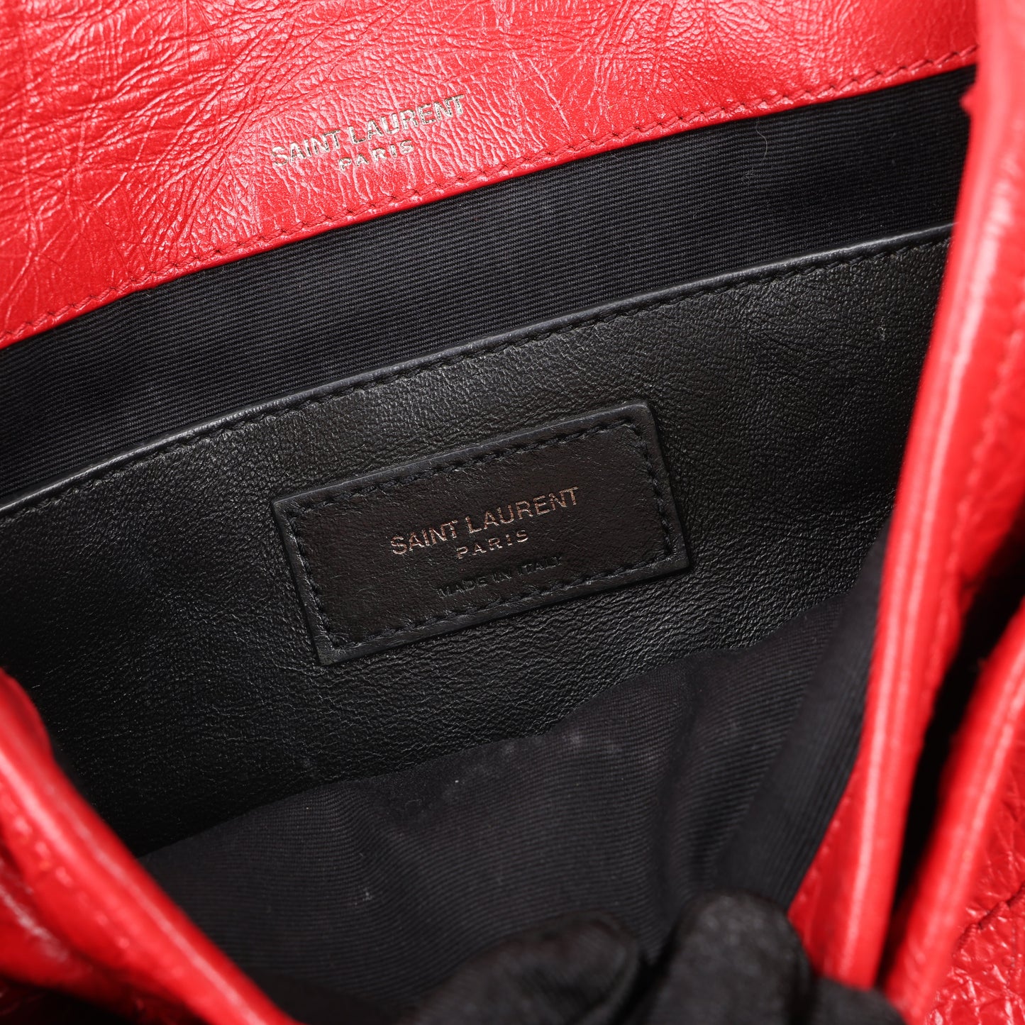 Sac bandoulière chaîne en cuir Niki Baby de Saint Laurent Paris Rouge 533037