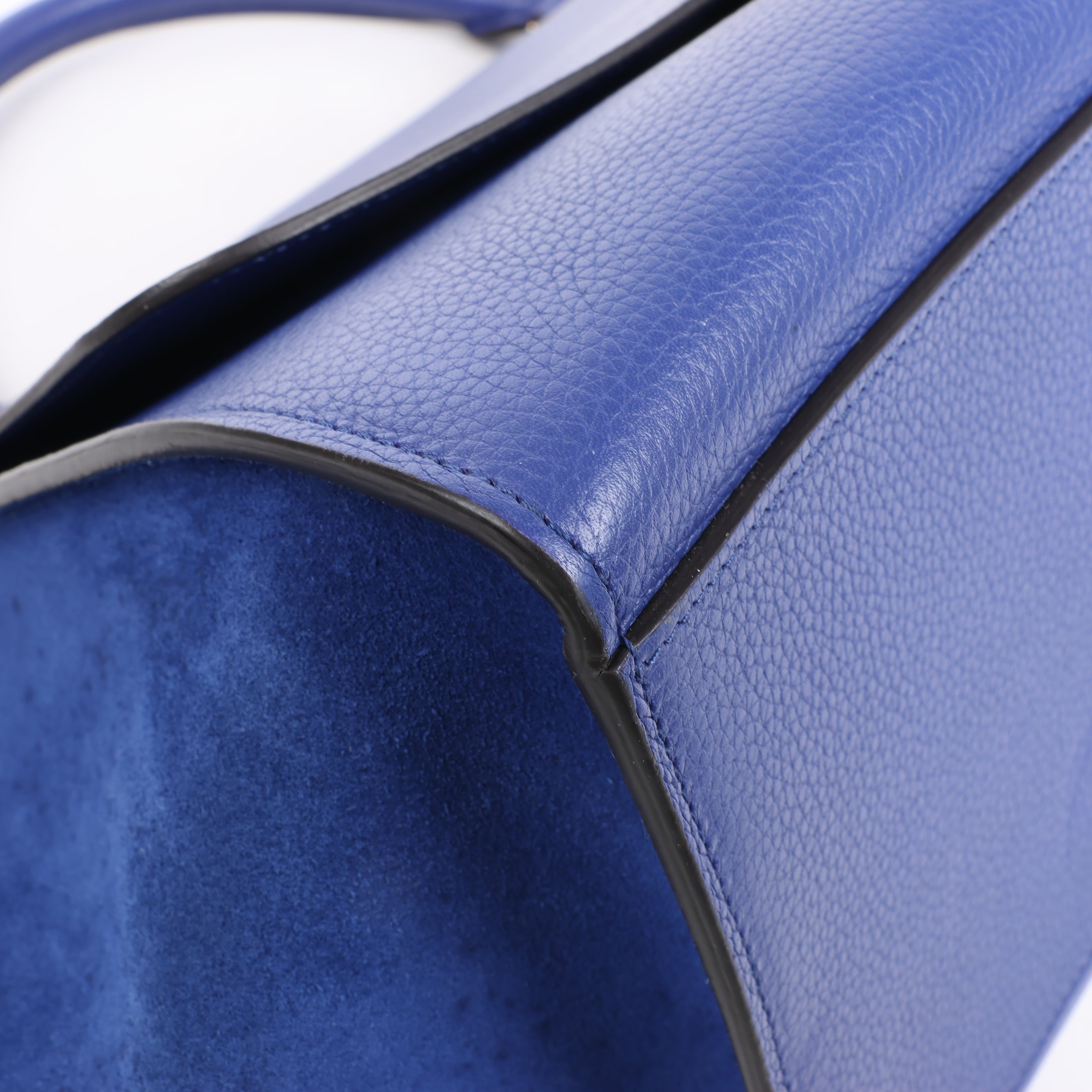 CELINE Trapeze Leather x Suede 2Way Handbag in Blue