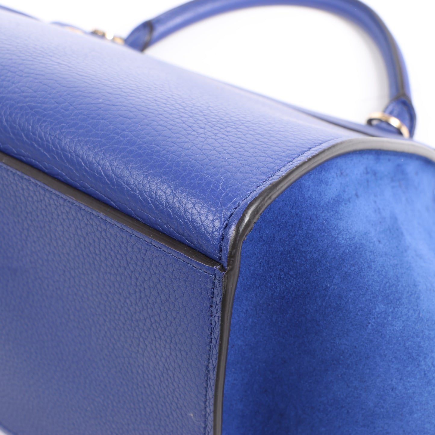 CELINE Trapeze Leather x Suede 2Way Handbag in Blue