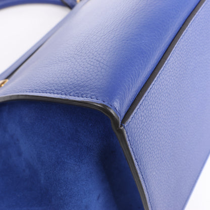 CELINE Trapeze Leather x Suede 2Way Handbag in Blue
