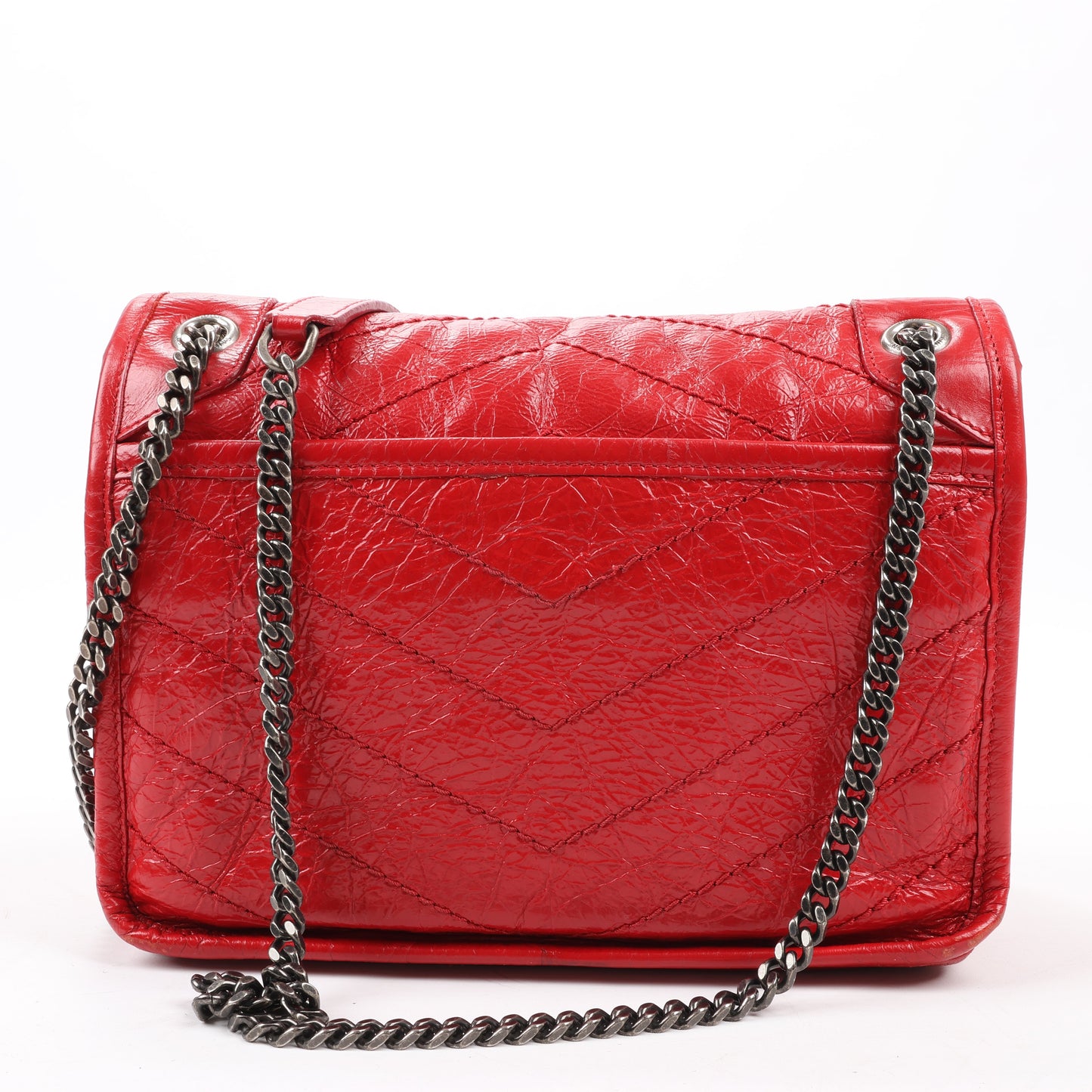 Saint Laurent Paris Niki Baby Leather Chain Shoulder Bag Red 533037
