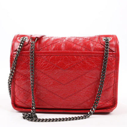 Saint Laurent Paris Niki Baby Leather Chain Shoulder Bag Red 533037