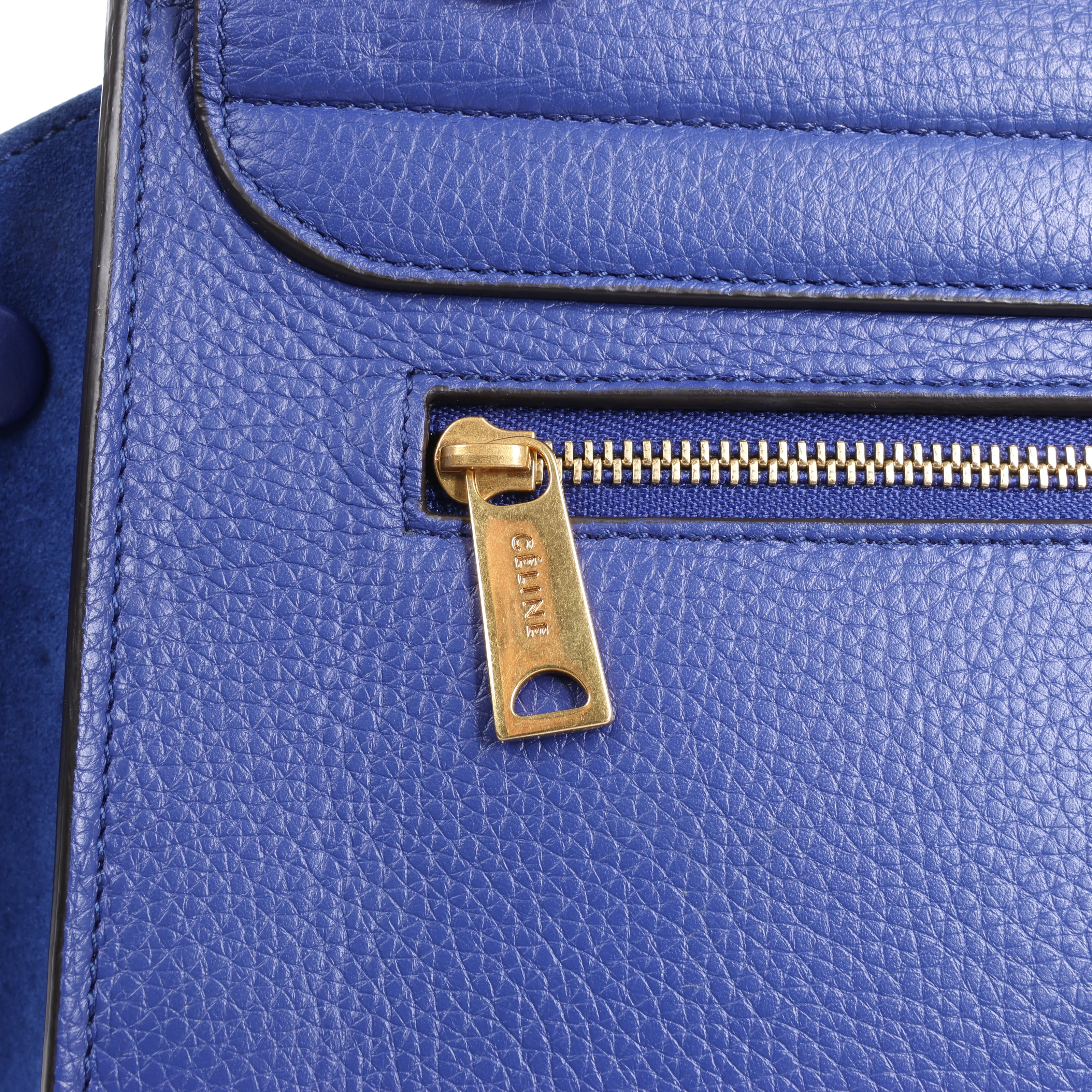 CELINE Trapeze Leather x Suede 2Way Handbag in Blue