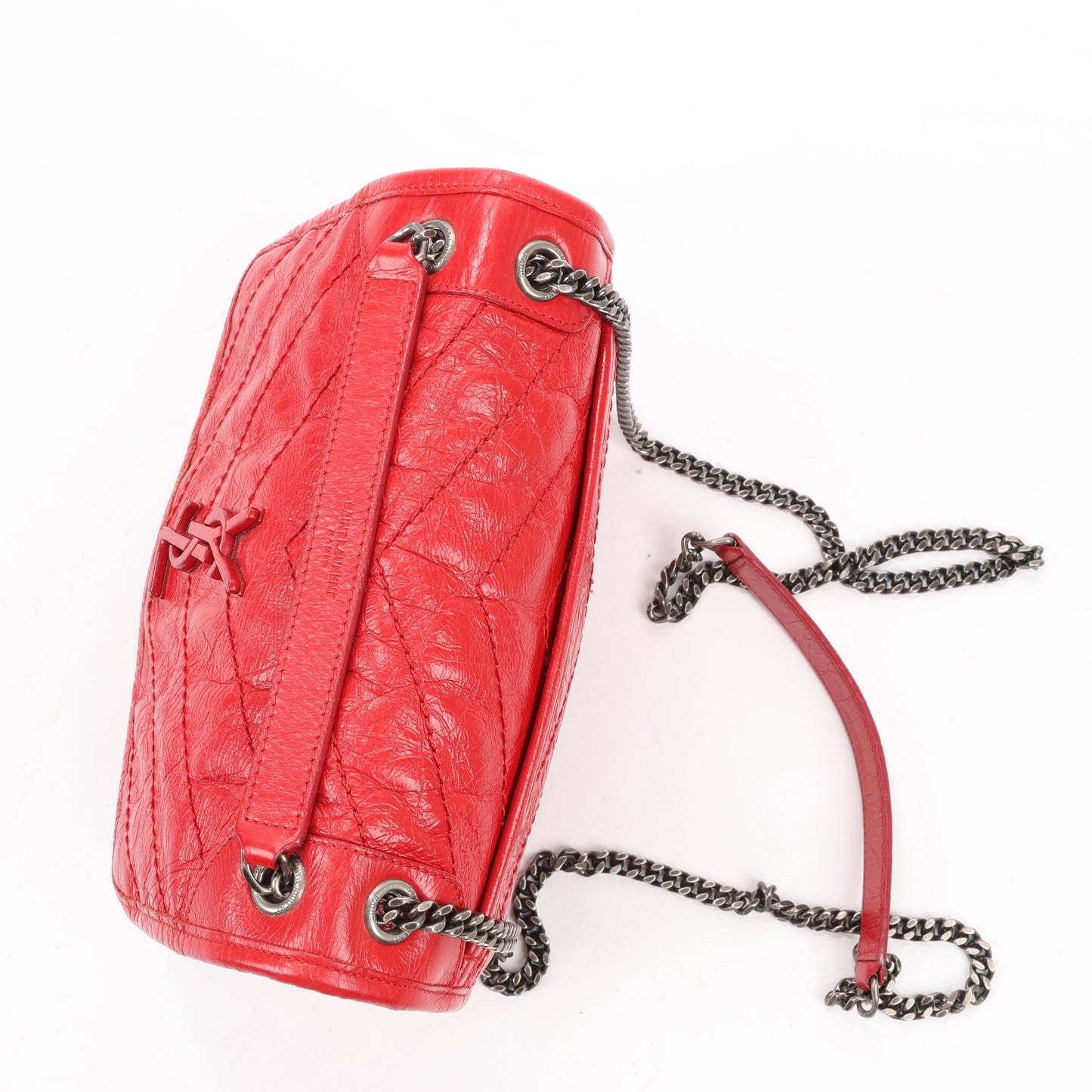 Saint Laurent Paris Niki Baby Leather Chain Shoulder Bag Red 533037