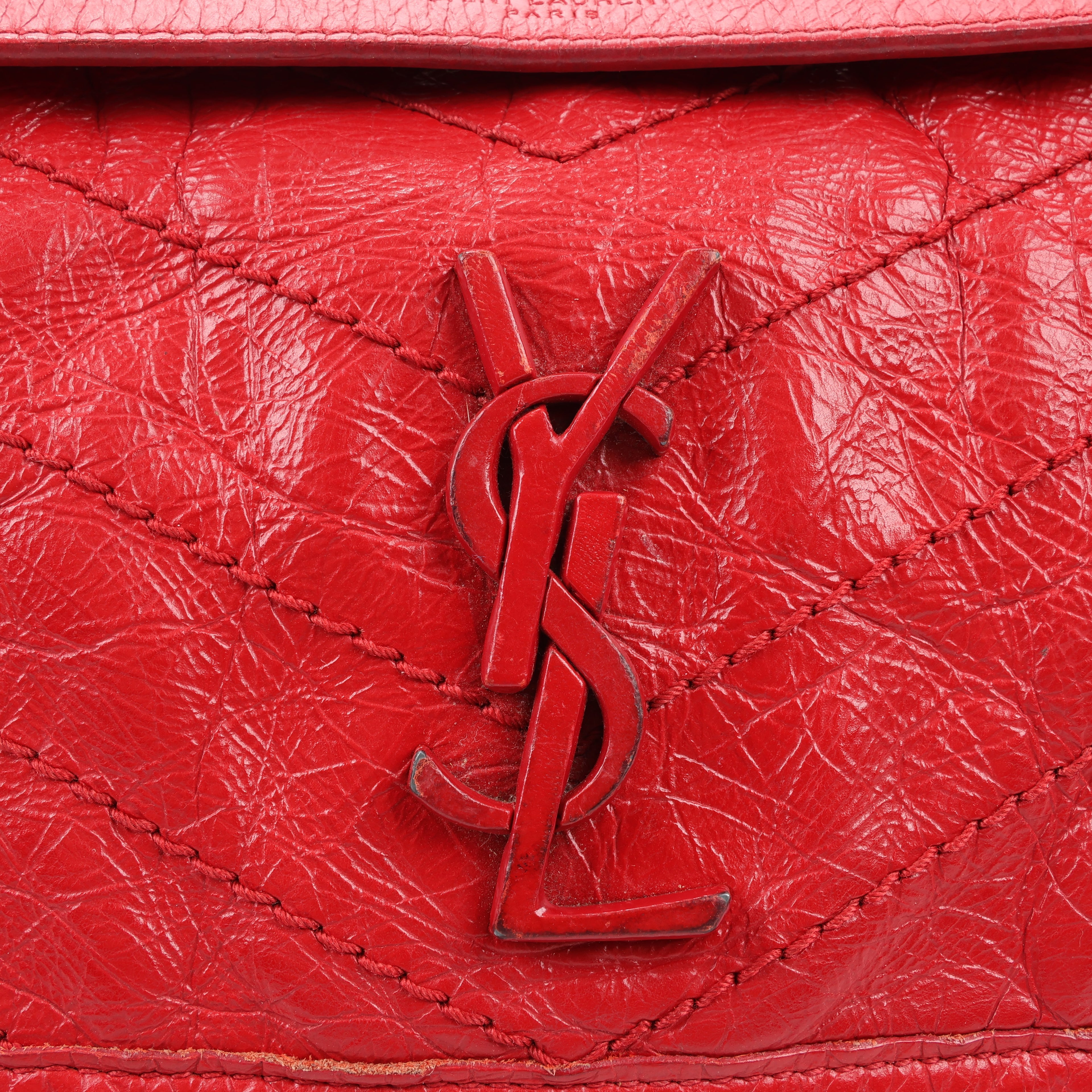 Saint Laurent Paris Niki Baby Leather Chain Shoulder Bag Red 533037
