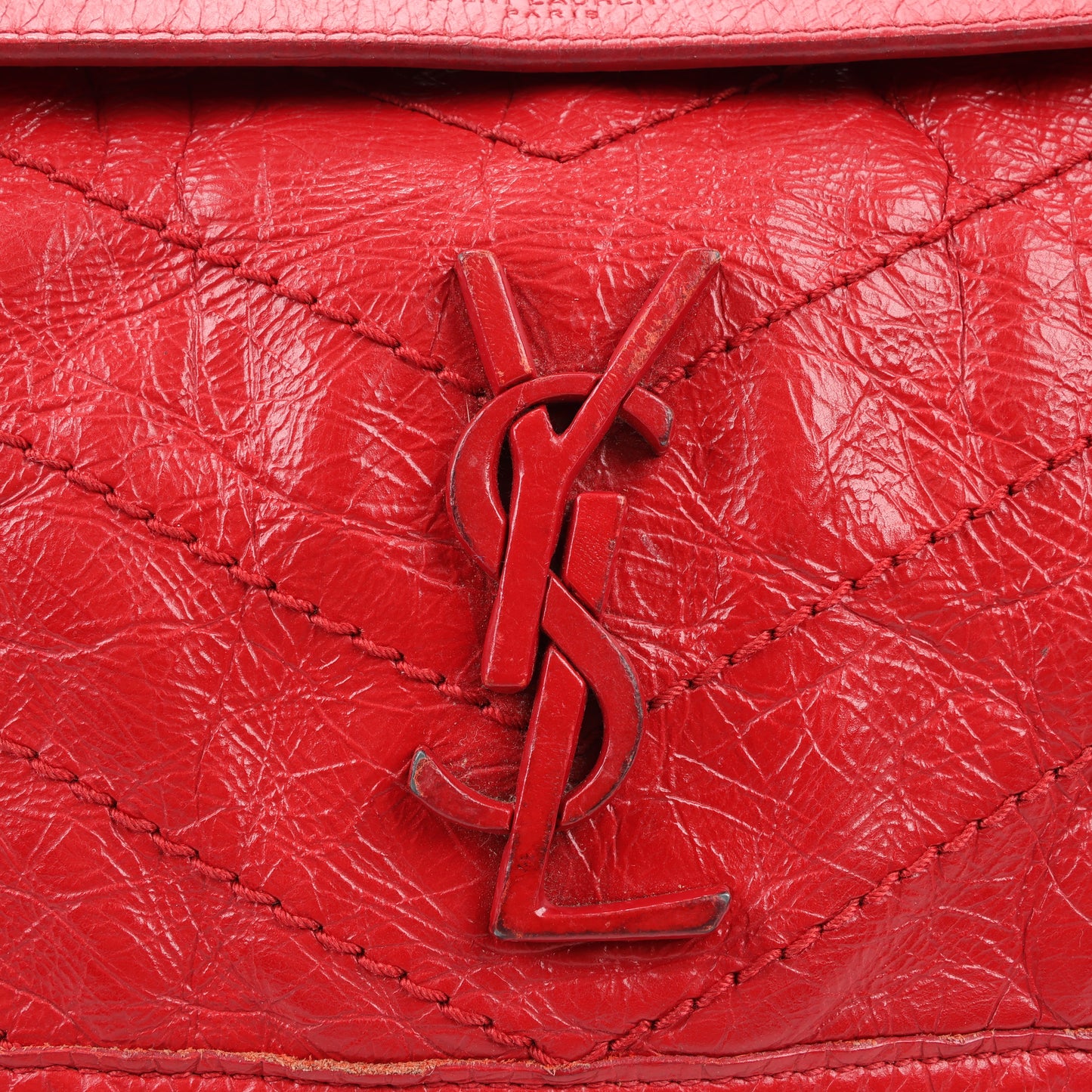Sac bandoulière chaîne en cuir Niki Baby de Saint Laurent Paris Rouge 533037