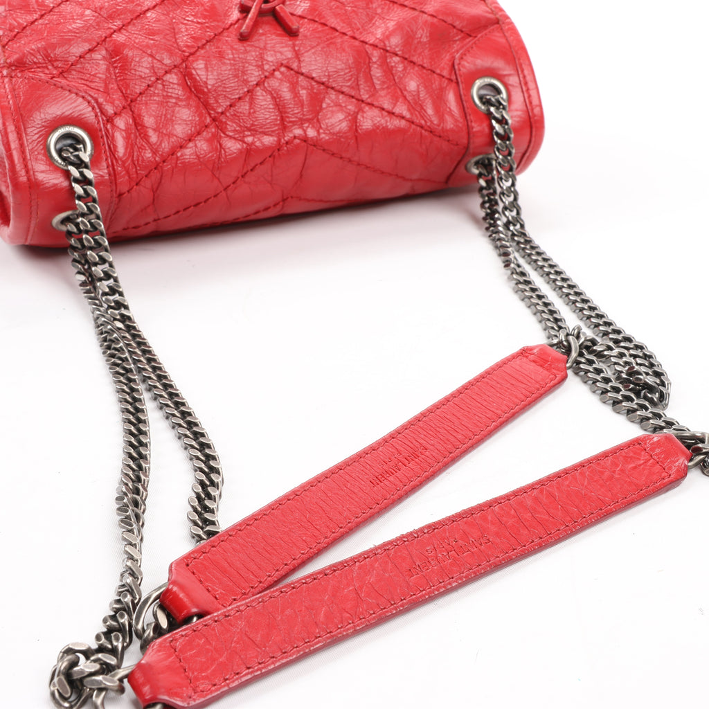 Saint Laurent Paris Niki Baby Leather Chain Shoulder Bag Red 533037
