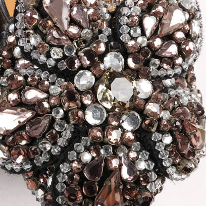 Escarpins Lanvin Paris à plateforme en cuir gris orné de bijoux, pointure 37,5