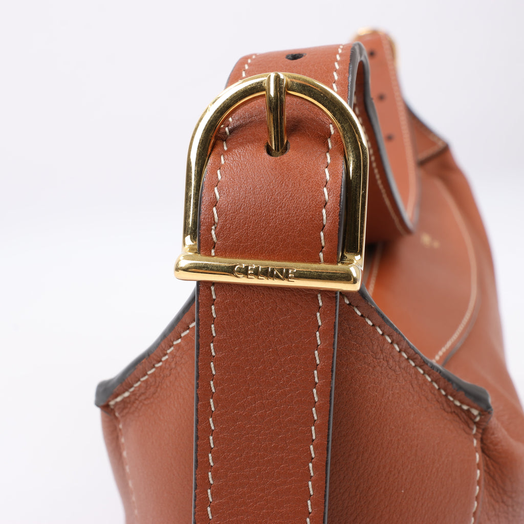 CELINE Supple Calfskin Medium Romy Shoulder Bag in Brown