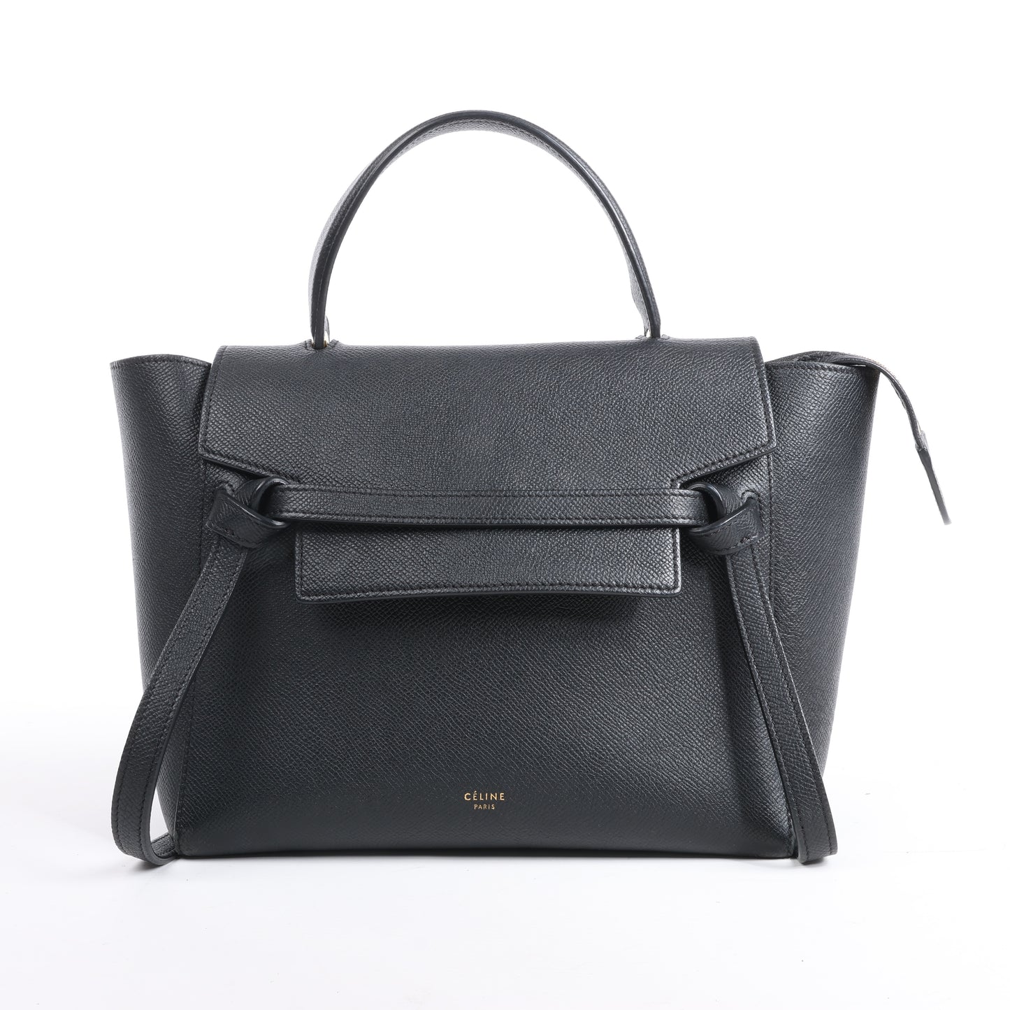 CELINE Belt Bag Grained Calfskin Micro 2Way Handbag in Black