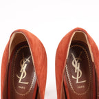 Saint Laurent Tribute Two Brown Suede Pumps, Size 37.5 EU