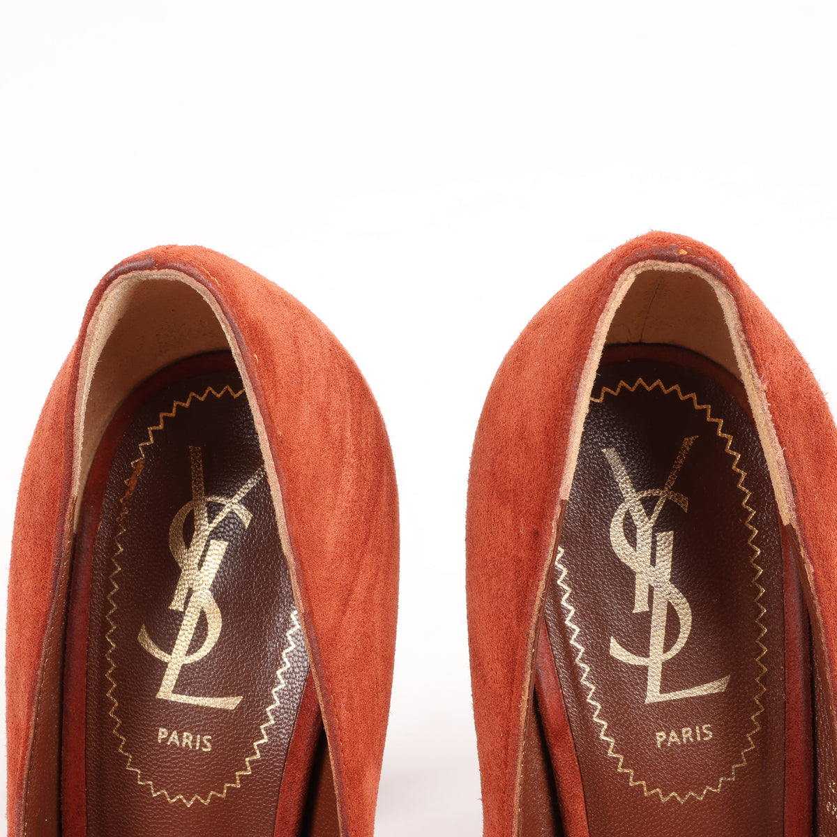 Saint Laurent Tribute Two Brown Suede Pumps, Size 37.5 EU