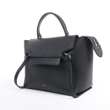 CELINE Belt Bag Grained Calfskin Micro 2Way Handbag in Black