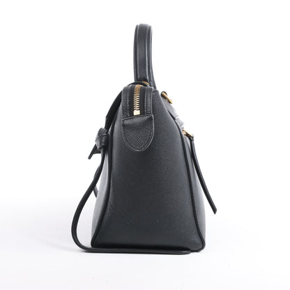 CELINE Belt Bag Grained Calfskin Micro 2Way Handbag in Black