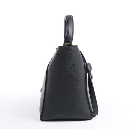 CELINE Belt Bag Grained Calfskin Micro 2Way Handbag in Black