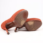 Saint Laurent Tribute Two Brown Suede Pumps, Size 37.5 EU