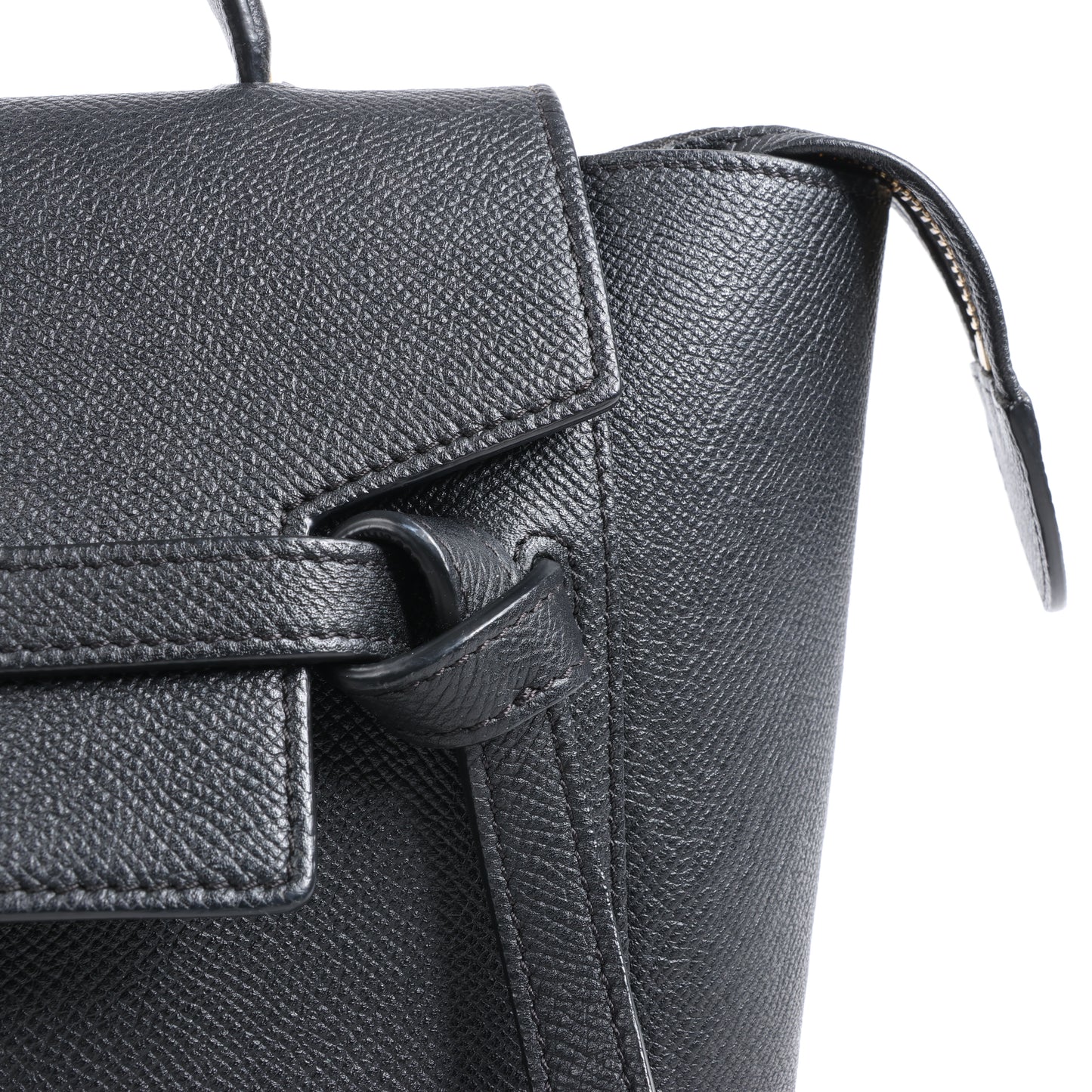 CELINE Belt Bag Grained Calfskin Micro 2Way Handbag in Black