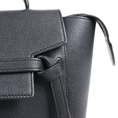 CELINE Belt Bag Grained Calfskin Micro 2Way Handbag in Black