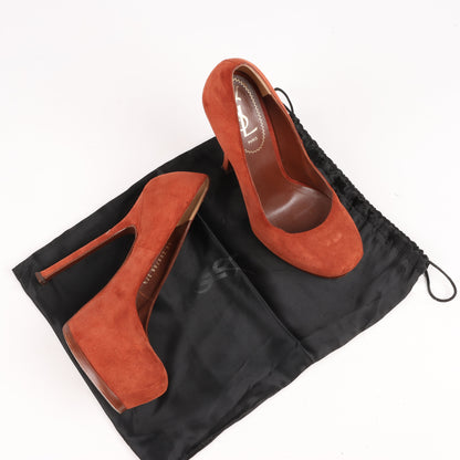 Saint Laurent Tribute Two Brown Suede Pumps Size 37.5 EU