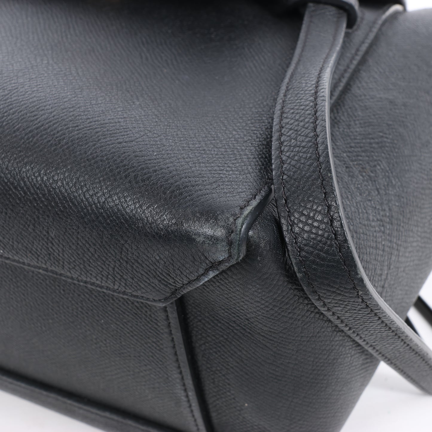CELINE Belt Bag Grained Calfskin Micro 2Way Handbag in Black