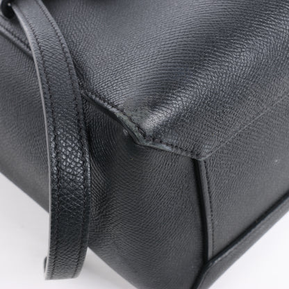 CELINE Belt Bag Grained Calfskin Micro 2Way Handbag in Black