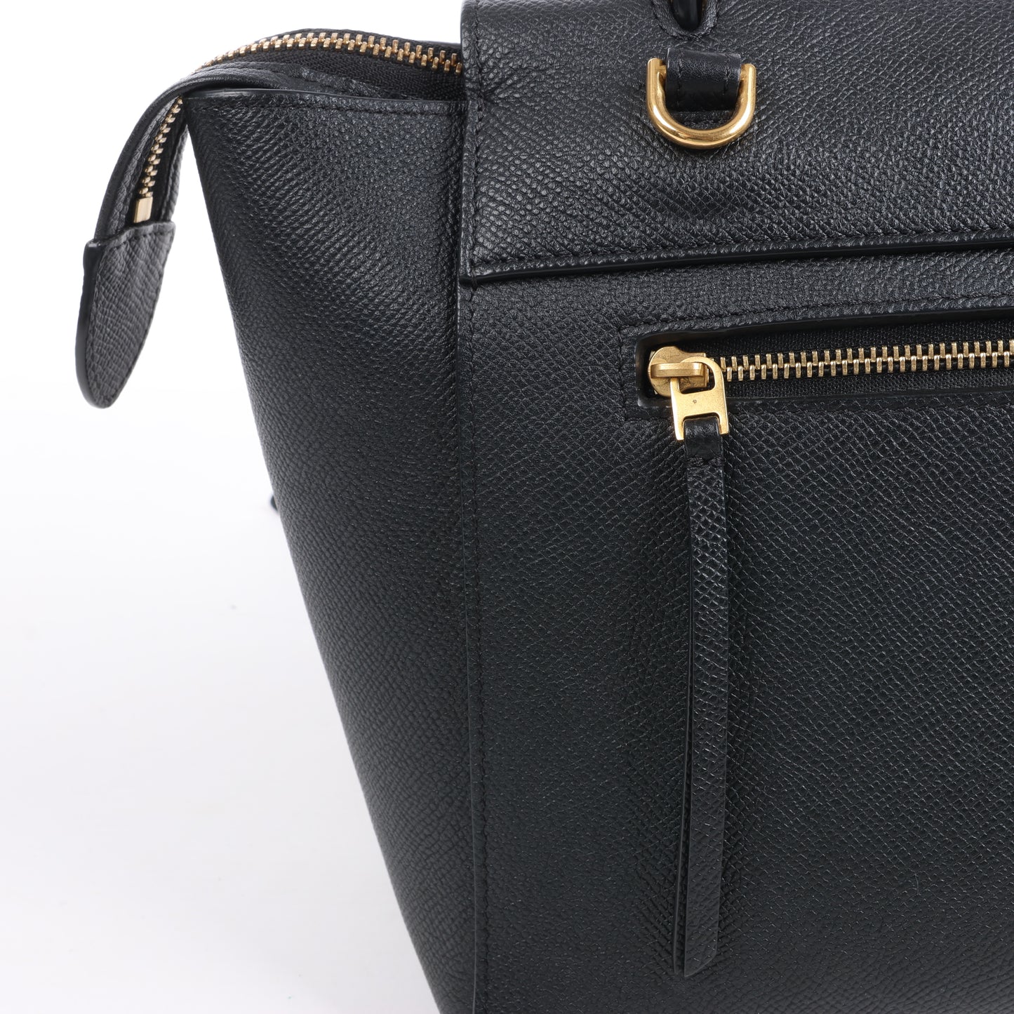 CELINE Belt Bag Grained Calfskin Micro 2Way Handbag in Black