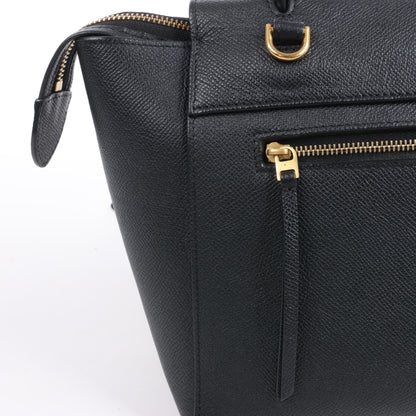 CELINE Belt Bag Grained Calfskin Micro 2Way Handbag in Black