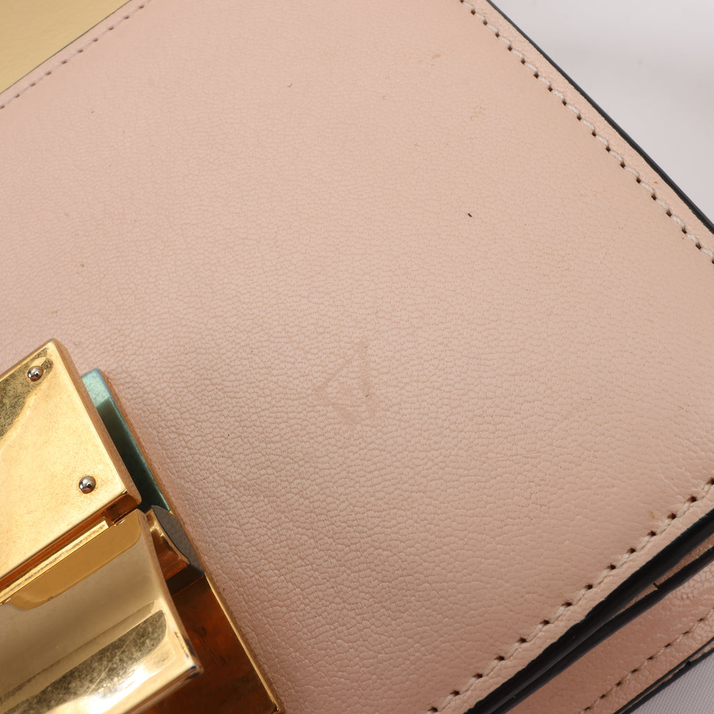 CELINE Classic Box Small Leather Shoulder Bag in Powder Beige