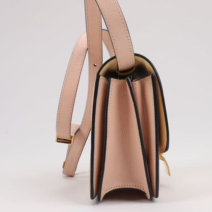 CELINE Classic Box Small Leather Shoulder Bag in Powder Beige