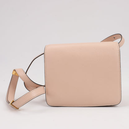 CELINE Classic Box Small Leather Shoulder Bag in Powder Beige