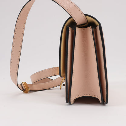 CELINE Classic Box Small Leather Shoulder Bag in Powder Beige