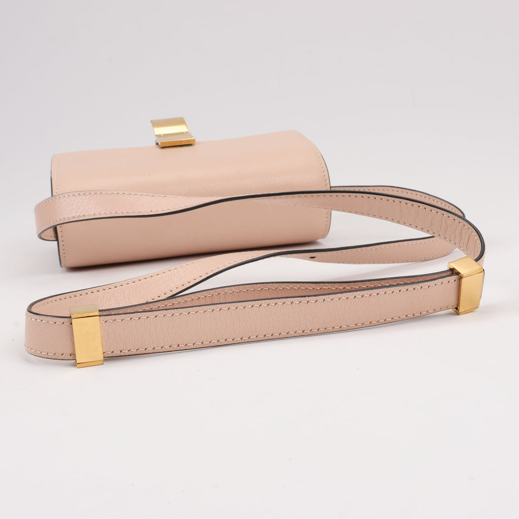 CELINE Classic Box Small Leather Shoulder Bag in Powder Beige