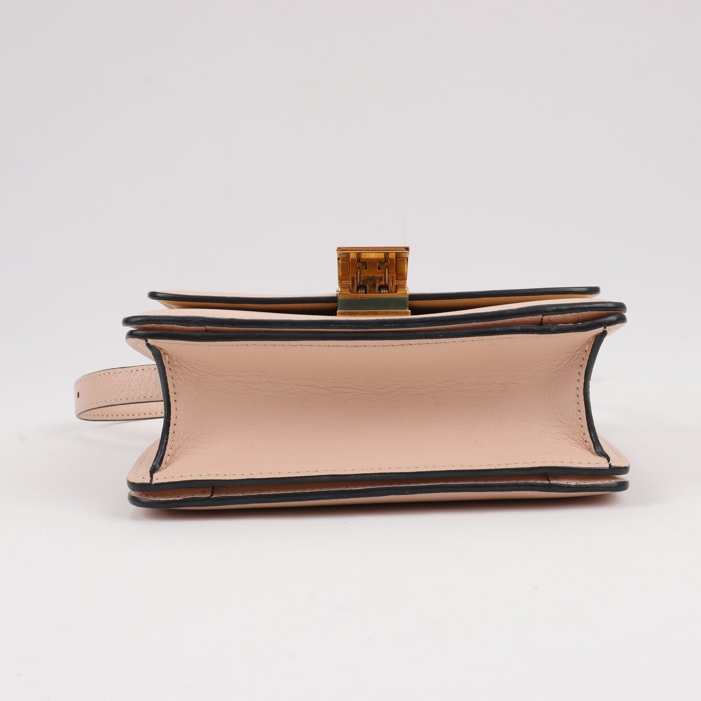 CELINE Classic Box Small Leather Shoulder Bag in Powder Beige