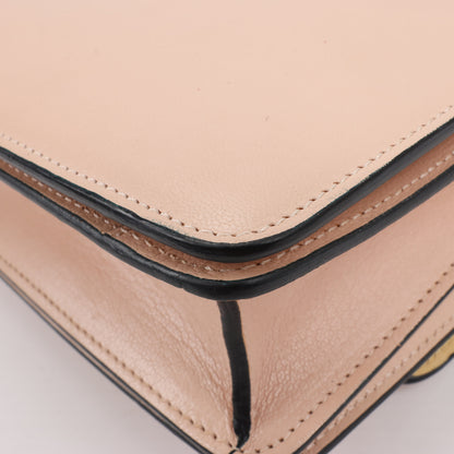 CELINE Classic Box Small Leather Shoulder Bag in Powder Beige