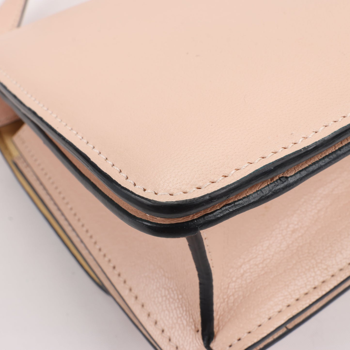 CELINE Classic Box Small Leather Shoulder Bag in Powder Beige