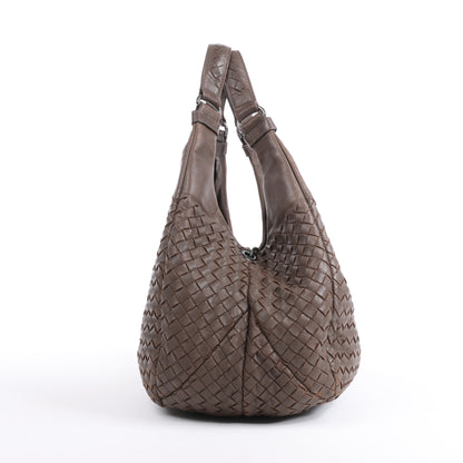 Bottega Veneta Intrecciato Campana Sac à bandoulière en cuir marron