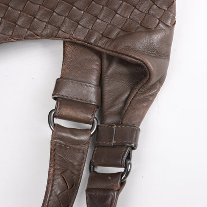 Bottega Veneta Intrecciato Campana Sac à bandoulière en cuir marron